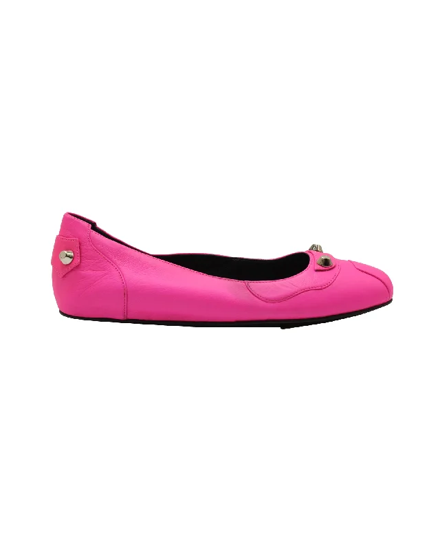 Balenciaga Studded Ballet Flats in Pink Leather