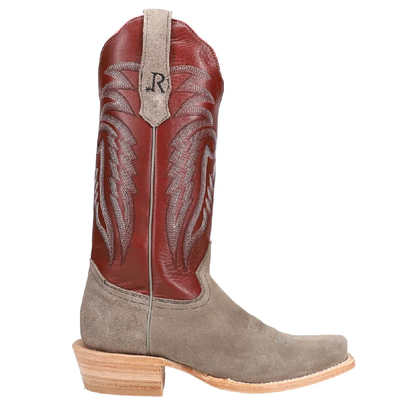 Charcoal Brush Off Embroidered Square Toe Cowboy Boots