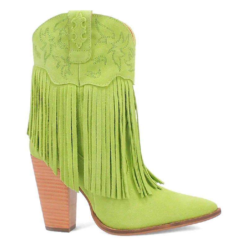 Crazy Train Fringe Embroidery Snip Toe Cowboy Booties