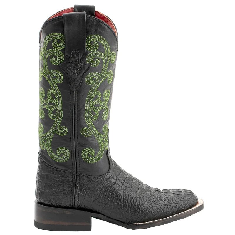 Stampede Crocodile Embroidered Square Toe Cowboy Boots