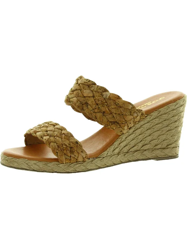 Super Savings Aria Womens Leather Slip-On Wedge Sandals