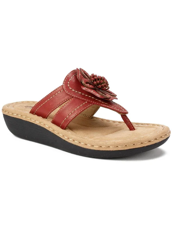 Carnation Womens Faux Leather Slide On Thong Sandals