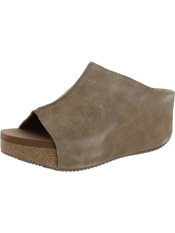 Deal Alert Carrier Womens Leather Slip on Platform Sandals