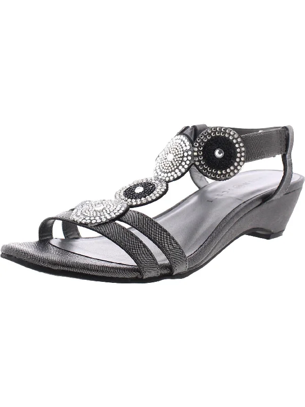 Price Break Catrinaa Womens Embellished Open Toe T-Strap Sandals
