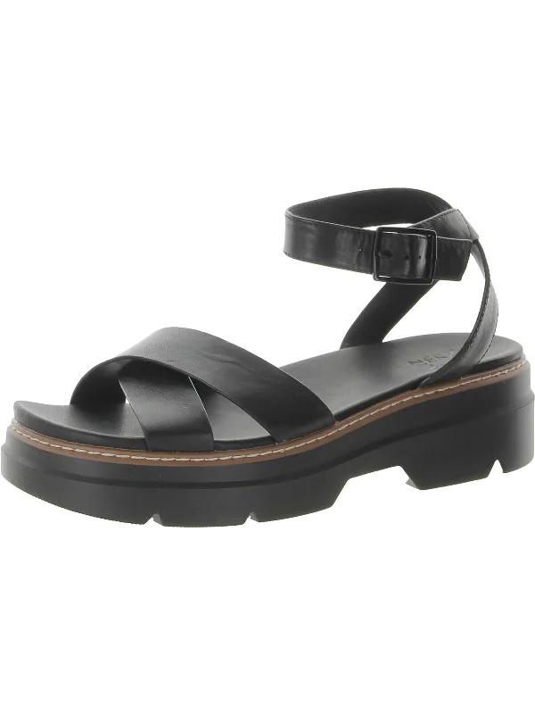 Anniversary Sale Darry Womens Leather Ankle Strap Platform Sandals