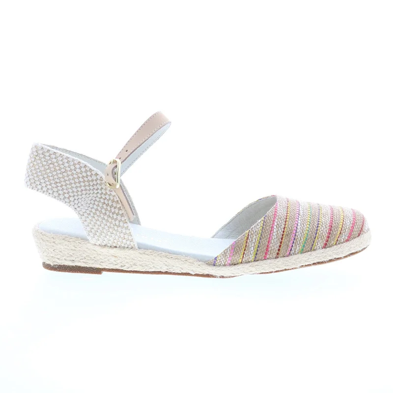 Midnight Madness David Tate Juno Womens Beige Extra Wide Canvas Hook & Loop Strap Flats Shoes