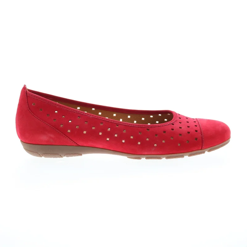 Gabor 44-169-15 Womens Red Nubuck Slip On Ballet Flats Shoes