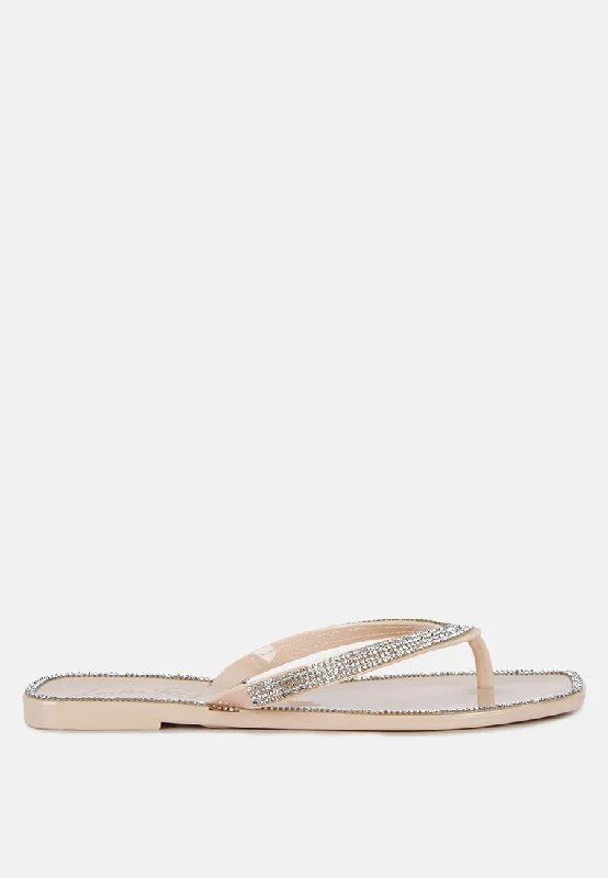 golightly diamante stud detail thong flats