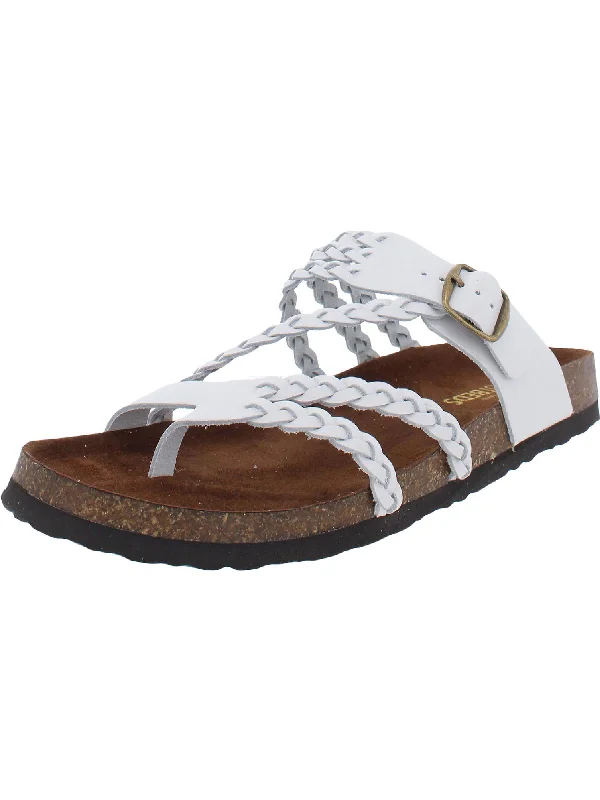 Price Drop Hayleigh Womens Leather Slides Footbed Sandals