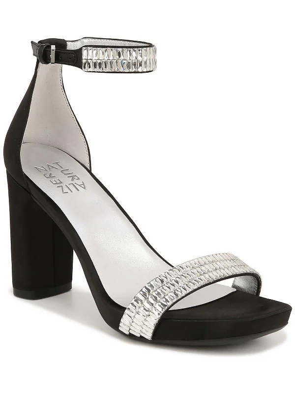 Weekend Discounts to Celebrate Joy Sparkle Womens Satin Ankle Strap Heels