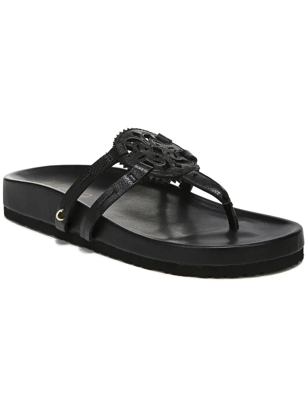 New Arrival Jules Womens Faux Leather Laser Cut Thong Sandals