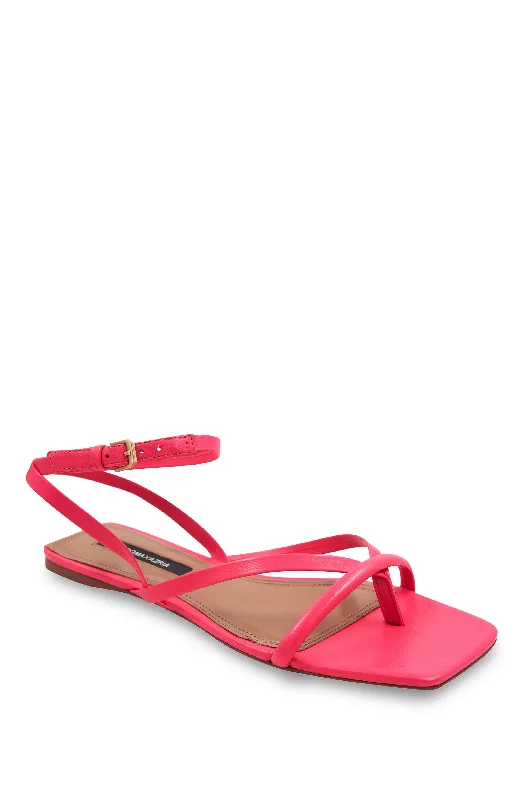 Discount Mania MESTICO CALYPSO CORAL LEATHER STRAPPY FLAT SANDAL