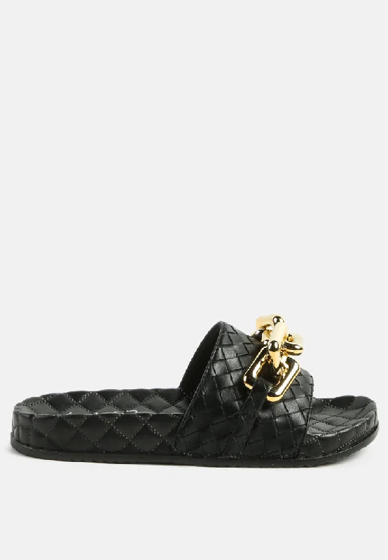 Weekend Specials to Enjoy miami shot bling chain strap woven slip on flats