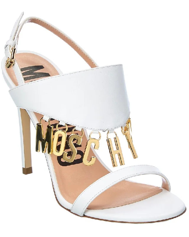 Mega Sale Moschino Logo Lettering Leather Sandal