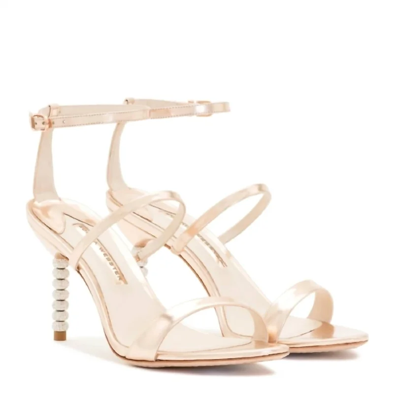 Rosalind Crystal Mid Sandal In Rose Gold