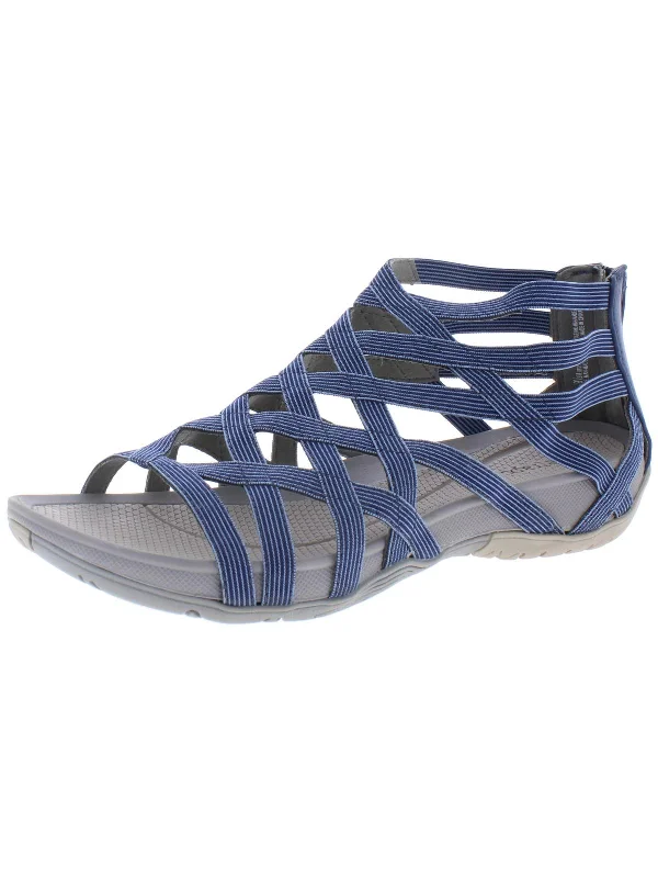 Samina Womens Criss Cross Stretch Gladiator Sandals