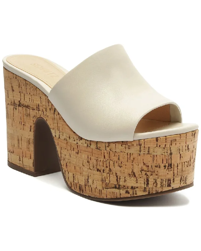 SCHUTZ Dalle Cutout Leather & Cork Sandal