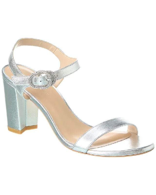 Stuart Weitzman Crystal 75 Leather Block Sandal