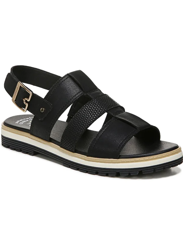 Price Slash Talk It Out Womens Faux Leather Buckle Slingback Sandals