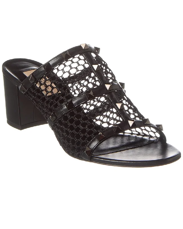 Weekend Specials to Snag Valentino Rockstud 60 Mesh & Leather Sandal