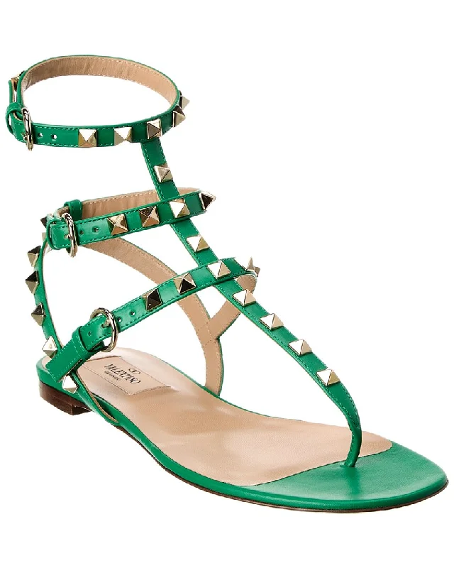 Limited Offer Valentino Rockstud Caged Leather Ankle Strap Sandal