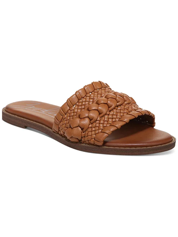 Weekend Flash Sale Womens Faux Leather Round Toe Slide Sandals