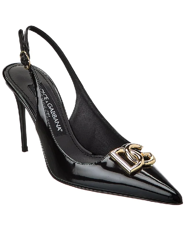 Lowest Prices Dolce & Gabbana Dg Logo 90 Leather Slingback Pump