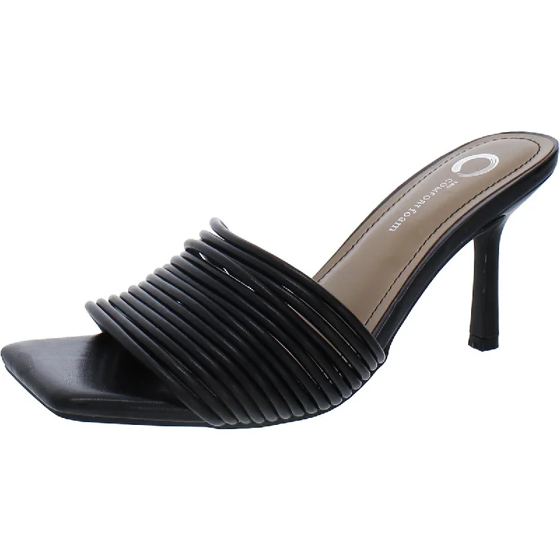 Womens Faux Leather Square Toe Pumps