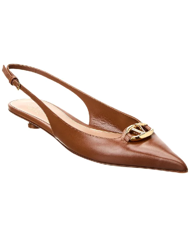 Valentino Vlogo Signature Leather Slingback Pump