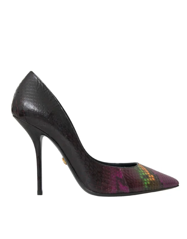 Dolce & Gabbana Multicolor Exotic Leather Heels Pumps Women's Shoes