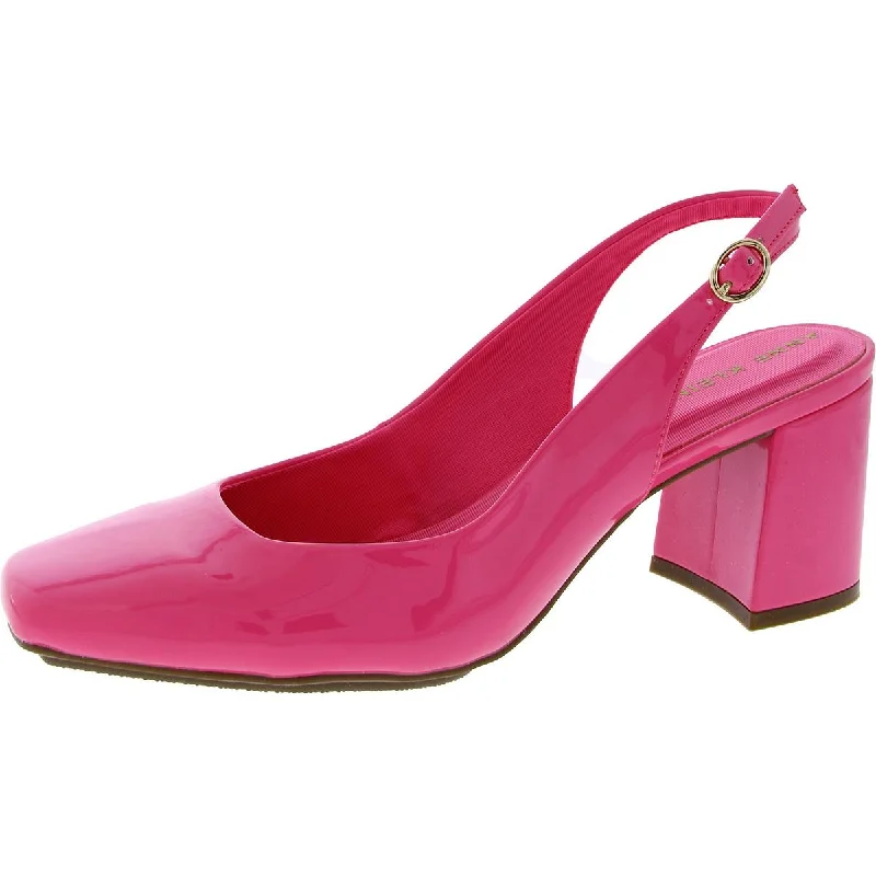 Special Savings Event Happening Now Womens Faux Leather Square Toe Slingback Heels