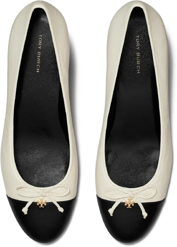 Tory Burch Women's Cap-Toe Pump, Light Cream/Perfect Black