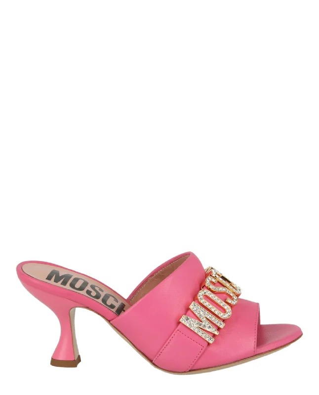 Logo Embellished Heel Sandal