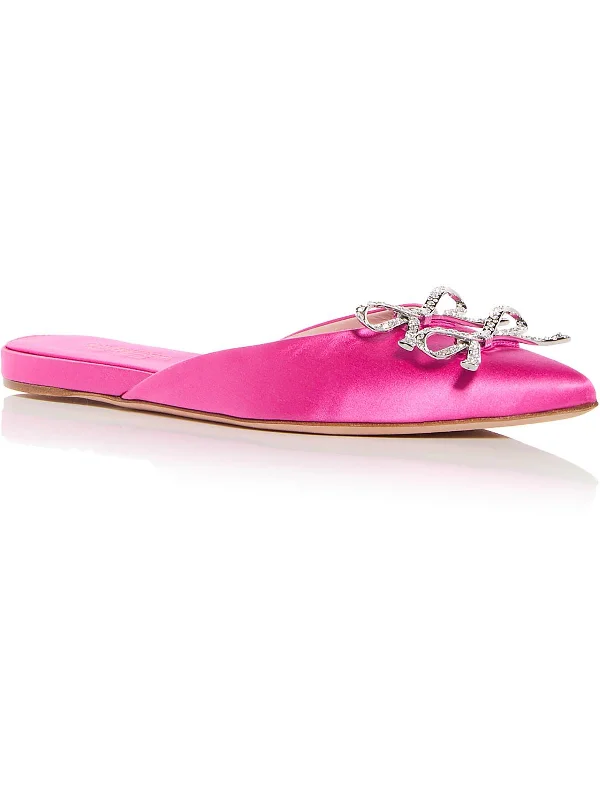 Womens Satin Pointed Toe Mules